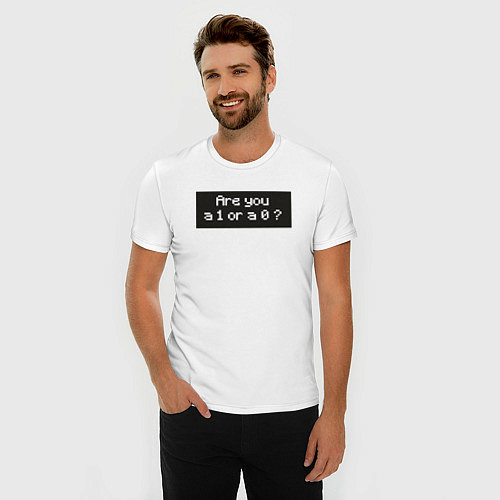 Мужская slim-футболка Are you 1 or 0? / Белый – фото 3