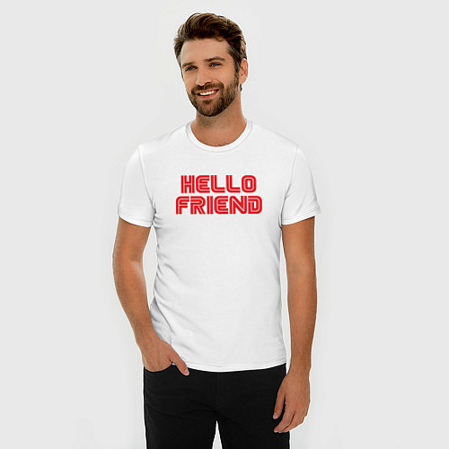 Мужская slim-футболка Hello Friend / Белый – фото 3