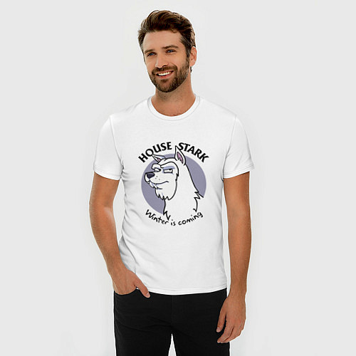 Мужская slim-футболка House Stark: Funny edition / Белый – фото 3