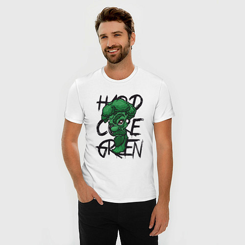 Мужская slim-футболка Broccoli Hardcore Green / Белый – фото 3