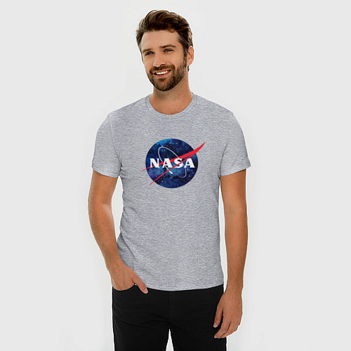 Мужская slim-футболка NASA: Cosmic Logo / Меланж – фото 3