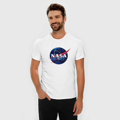 Мужская slim-футболка NASA: Cosmic Logo / Белый – фото 3