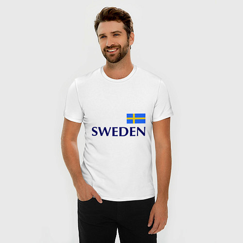 Мужская slim-футболка Сборная Швеции: 10 номер / Белый – фото 3