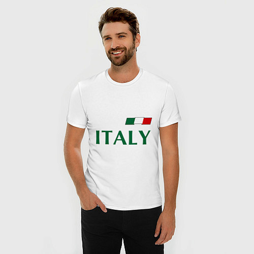 Мужская slim-футболка Сборная Италии: 1 номер / Белый – фото 3