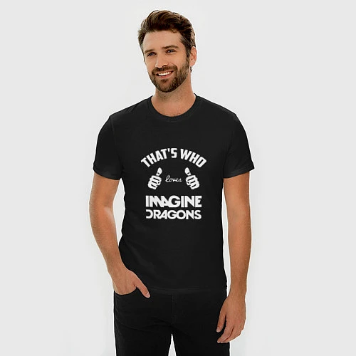 Мужская slim-футболка That's Who Loves Imagine Dragons / Черный – фото 3