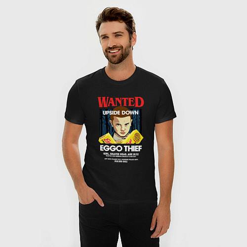 Мужская slim-футболка Wanted: Eggo Thief / 11 / Черный – фото 3