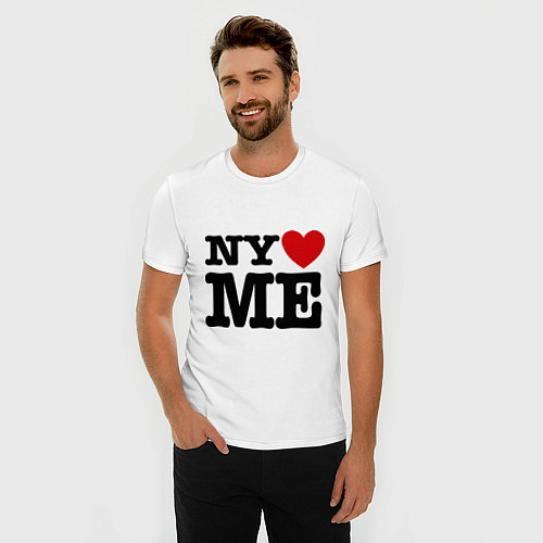 Мужская slim-футболка Ny love me / Белый – фото 3