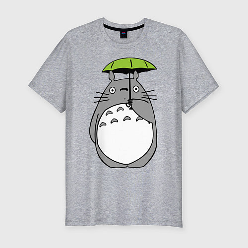 Мужская slim-футболка Totoro с зонтом / Меланж – фото 1