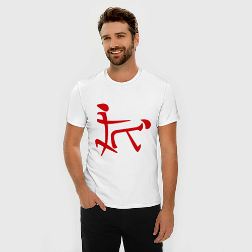Мужская slim-футболка Иероглиф: любовь / Белый – фото 3