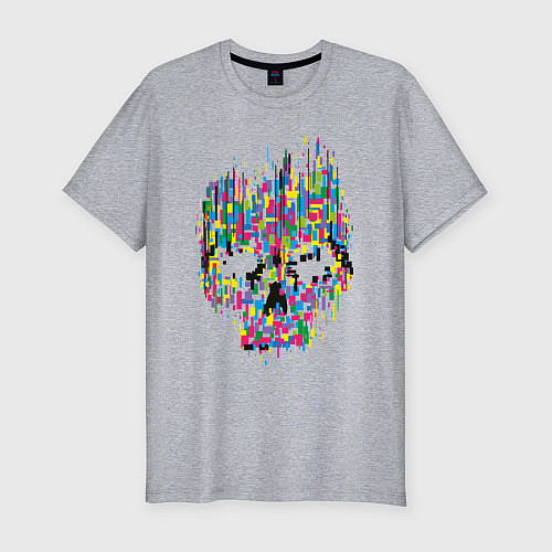 Мужская slim-футболка Череп / Меланж – фото 1