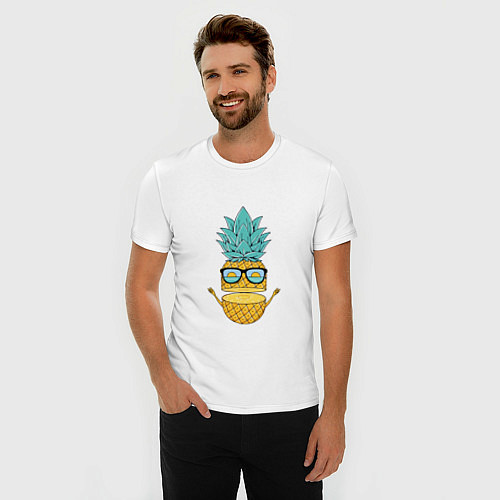 Мужская slim-футболка Безбашенный ананас / Белый – фото 3