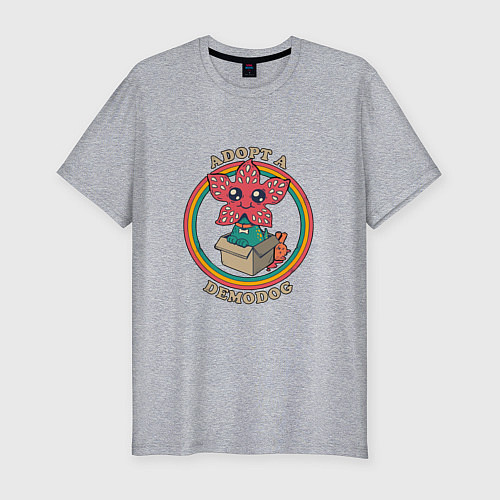 Мужская slim-футболка Adopt a Demodog / Меланж – фото 1