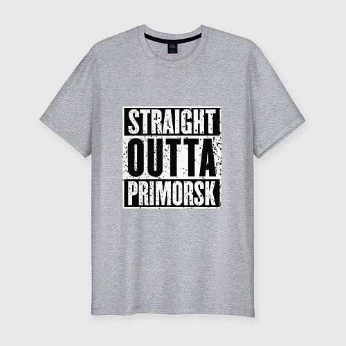 Мужская slim-футболка Straight Outta Primorsk / Меланж – фото 1