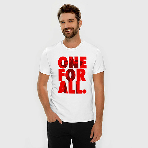 Мужская slim-футболка Один за всех / Белый – фото 3