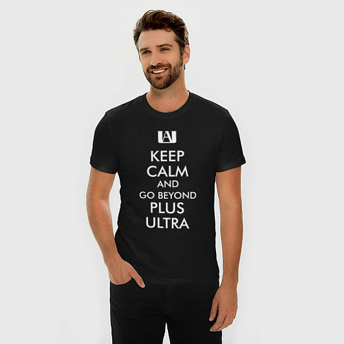 Мужская slim-футболка Keep Calm and go Beyond / Черный – фото 3