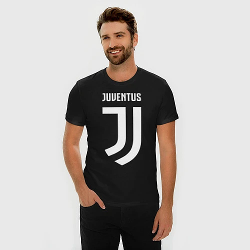 Мужская slim-футболка FC Juventus / Черный – фото 3