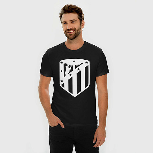 Мужская slim-футболка FC Atletico Madrid / Черный – фото 3