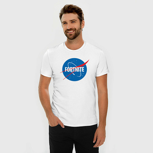 Мужская slim-футболка Fortnite Nasa / Белый – фото 3