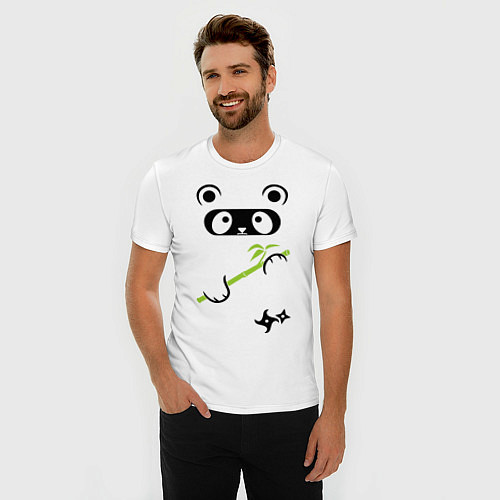 Мужская slim-футболка Panda ninja / Белый – фото 3