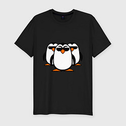 Футболка slim-fit Банда пингвинов, цвет: черный