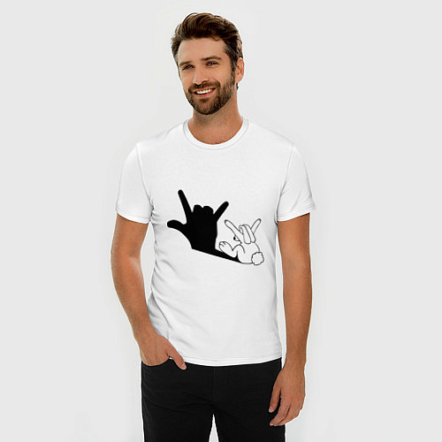 Мужская slim-футболка Тень зайца / Белый – фото 3