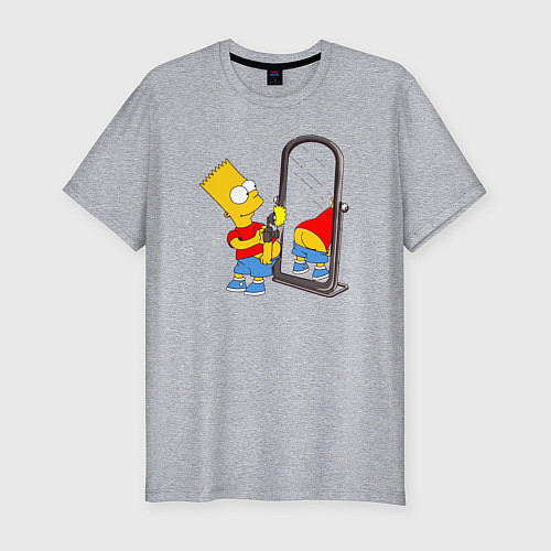 Мужская slim-футболка Барт у зеркала / Меланж – фото 1
