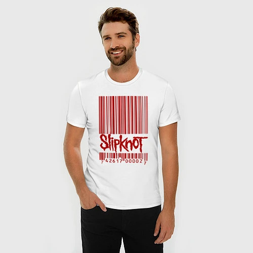 Мужская slim-футболка Slipknot: barcode / Белый – фото 3
