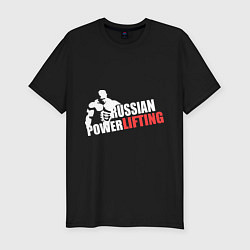 Футболка slim-fit Russian powerlifting (светящийся), цвет: черный