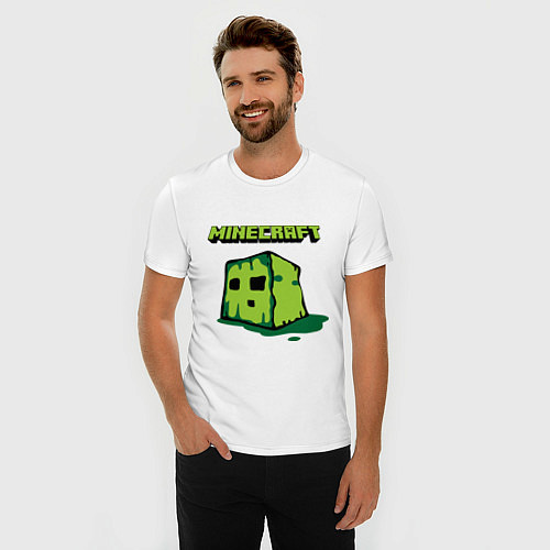 Мужская slim-футболка Minecraft Creeper / Белый – фото 3