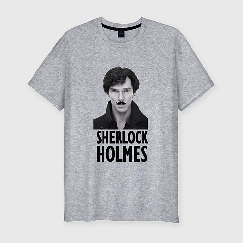 Мужская slim-футболка Sherlock Holmes / Меланж – фото 1