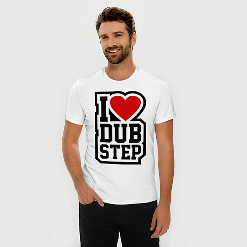 Мужская slim-футболка I love DubStep / Белый – фото 3