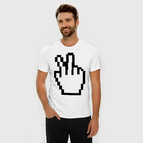 Мужская slim-футболка Курсор в виде знака victory / Белый – фото 3