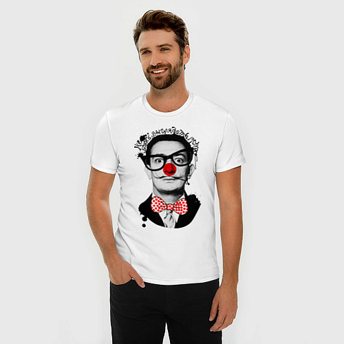 Мужская slim-футболка Сальвадор Дали клоун / Белый – фото 3