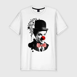 Футболка slim-fit Чарли Чаплин клоун, цвет: белый