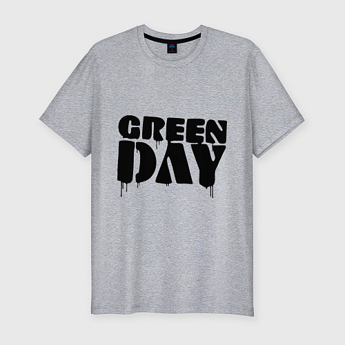 Мужская slim-футболка Greeen Day: spray style / Меланж – фото 1