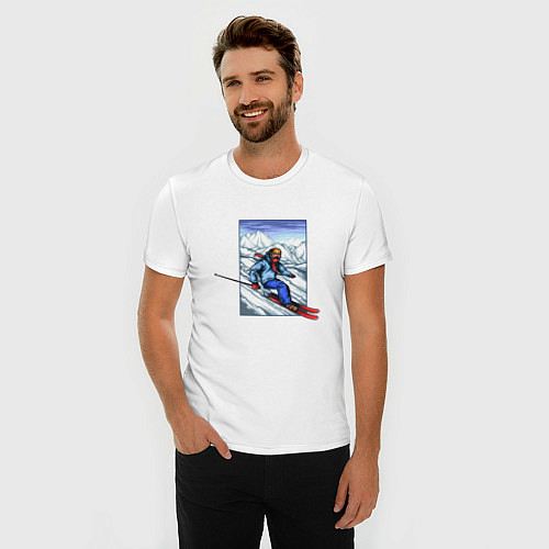 Мужская slim-футболка Лыжный Спорт / Белый – фото 3