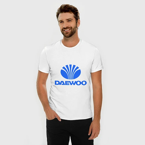 Мужская slim-футболка Logo daewoo / Белый – фото 3