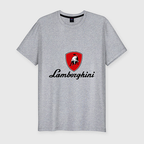 Мужская slim-футболка Logo lamborghini / Меланж – фото 1