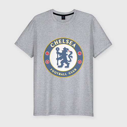 Мужская slim-футболка Chelsea FC / Меланж – фото 1