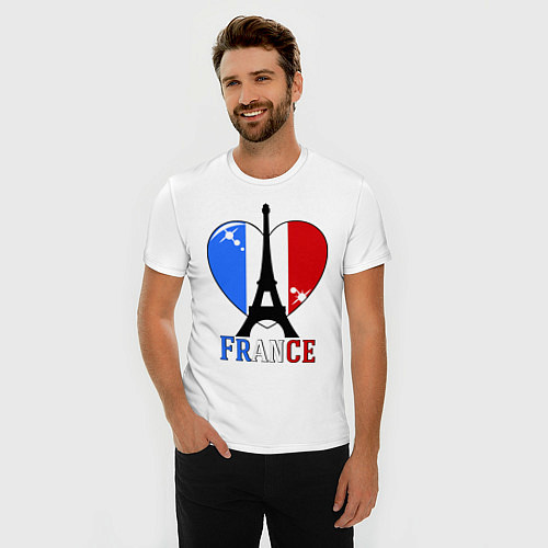 Мужская slim-футболка France Love / Белый – фото 3