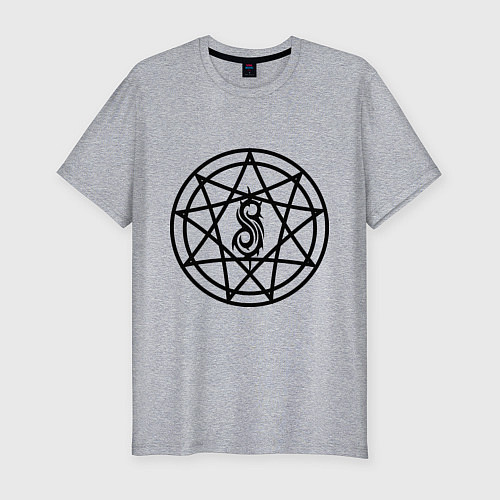 Мужская slim-футболка Slipknot Pentagram / Меланж – фото 1
