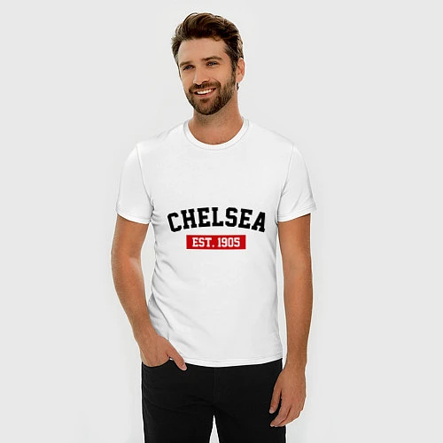 Мужская slim-футболка FC Chelsea Est. 1905 / Белый – фото 3