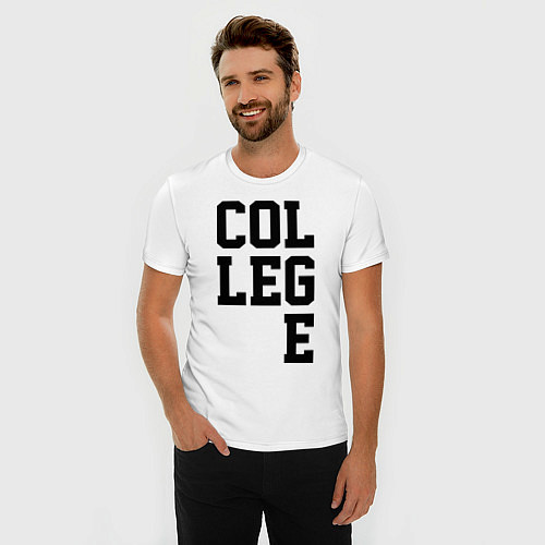 Мужская slim-футболка College Lines / Белый – фото 3