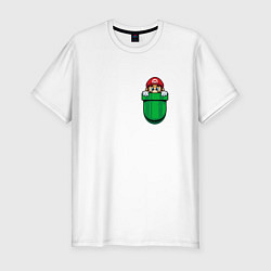 Футболка slim-fit Марио в кармане, цвет: белый