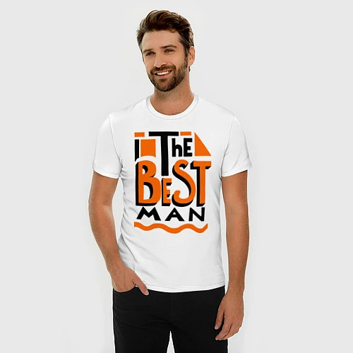 Мужская slim-футболка The best man / Белый – фото 3