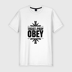 Футболка slim-fit Trust pray Obey, цвет: белый