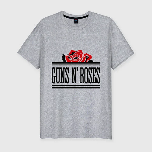 Мужская slim-футболка Guns n Roses: rose / Меланж – фото 1