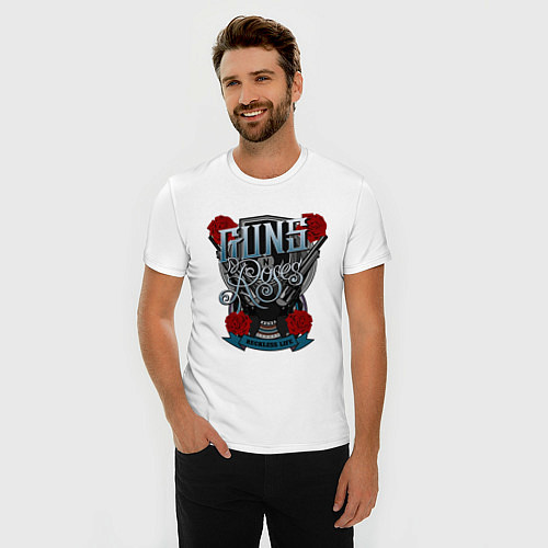 Мужская slim-футболка Guns n Roses: illustration / Белый – фото 3