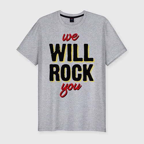 Мужская slim-футболка We will rock you! / Меланж – фото 1