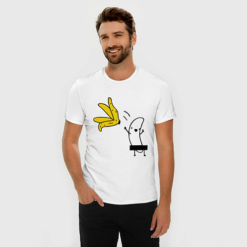 Мужская slim-футболка Банан стриптизер / Белый – фото 3